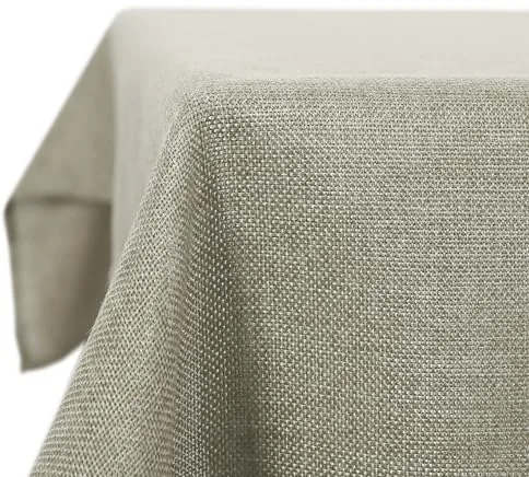 Deconovo Mantel Mesa Rectangular Efecto Lino Mantel Antimanchas Decorativo para Casa Comedor Cocina 140 x 240 cm Color Lino