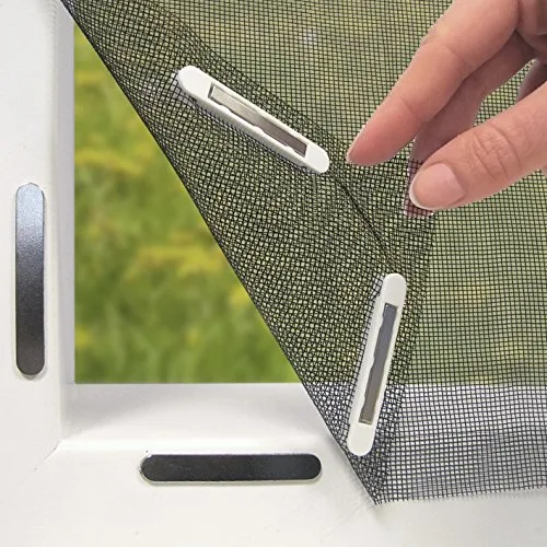 EASYmaxx Mosquitera para ventanas con Magic Click | Cortada individualmente a medida para todas las ventanas de hasta 150x130 cm | Fácil instalación con 12 imanes - sin taladrar ni atornillar [Negro]