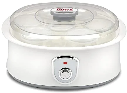 Girmi YG03 Yogurtera, 7 tarros de cristal de 180 ml, Luces de funcionamiento, 20 W, 42-50° C, blanco