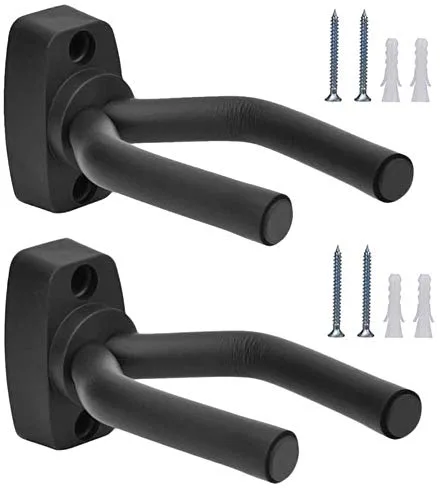 Tioamy Soporte Pared Guitarra 2 Piezas Oporte de Guitarra Guitar Hanger Hakenhalter Wandhalterung Colgador de Guitarra Eléctrica Acustica Tamaño Ajustable Para Colgar Guitarra en Pared o Perchero
