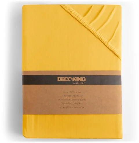 DecoKing Sábana Bajera Ajustable 80x200-90x200 cm 100% Algodón Peinado Jersey Suave Sabana 80x200cm - 90x200cm Naranja Amber