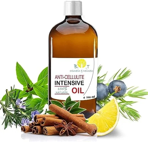Aceite Anticelulitico Reductor Potente, Revelación Verano 2024, Adelgazante 100% Natural, Penetra 6 veces mejor que una crema anticelulítica, 6 X más resultados, Prevención Estrías, 1000 ml