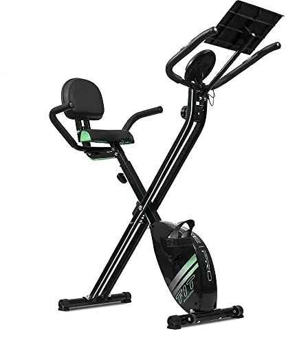 Cecotec Bicicleta Estática Plegable con Volante de Inercia de 2,5 Kg X-Bike Pro. Sistema Silence Fit, Respaldo, Manillar y Sillín Regulable, Pulsómetro, Pantalla LCD, Ruedas, Peso máximo 100 Kg