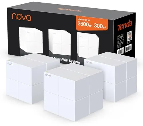 Tenda Nova MW6 Mesh Router Sistema WiFi de Red en Malla (Dual Band hasta 500 metros, Mu-MIMO, 2 Puertos Gigabit, Plug and Play, Funciona con Alexa, sustituye tu Repetidor de Red Tradicional) Pack 3