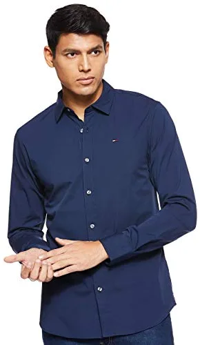 Tommy Jeans Tjm Original Stretch Shirt Dm0dm04405 Camisa, Azul (Black Iris), XL Hombre