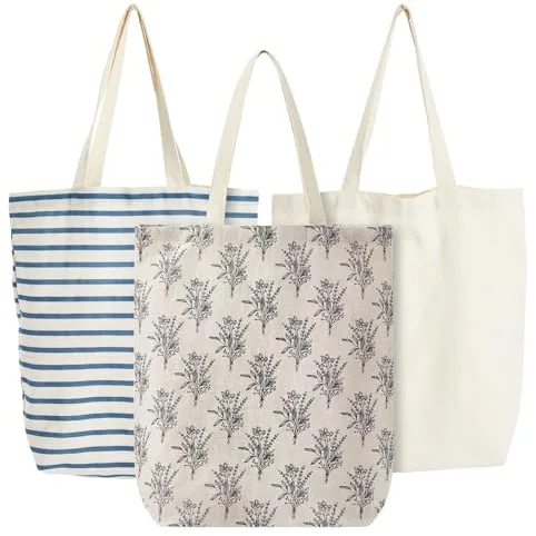 Bolsas reutilizables para la compra (Paquete de 3) - Bolsas de supermercado con asas muy resistentes, 38 cm x 42 cm x 9.4 cm