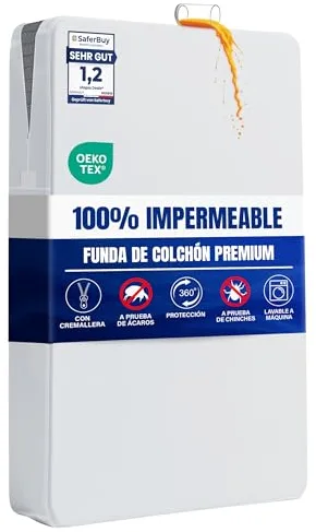 Utopia Bedding Funda de Colchón 135 x 190 x 30 cm Impermeable con Cremallera, Certificado Oeko-Tex, Cubre Colchon