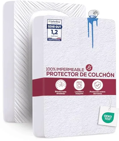 Utopia Bedding Protector Colchón 150 x 200 x 40 cm Impermeable, Certificación Oeko-Tex Funda Colchón, Cubre Colchón Transpirable, Elástico En Todo El Contorno