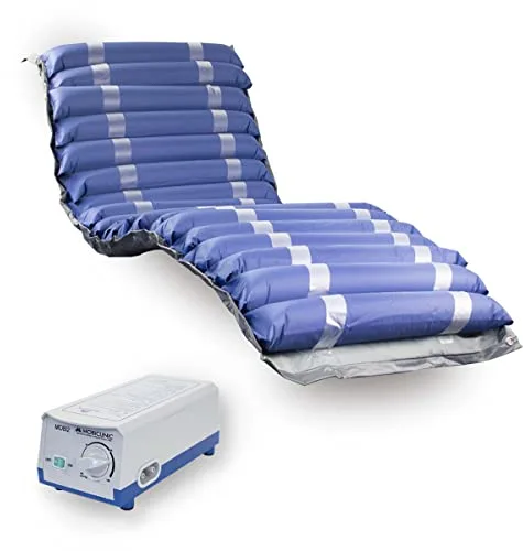Mobiclinic®, Colchón Antiescaras con Motor Compresor, para Escaras Grado I y II, De Aire Alternante, Mobi 2, Nylon y PVC Médico Ignífugo, 20 Celdas, Azul