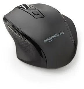 Amazon Basics Ratón inalámbrico ergonómico, DPI ajustable, negro