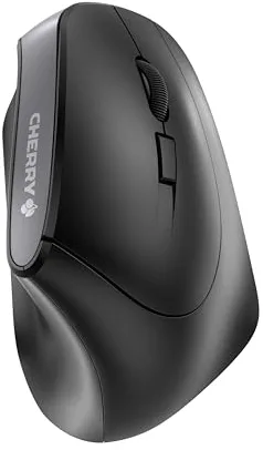 Cherry MW 4500, Ratón Vertical ergonómico para diestros, Inalámbrico (Radio de 2,4 GHz), Resolución Ajustable en 3 Niveles hasta 1200 PPP, con Pilas, Negro