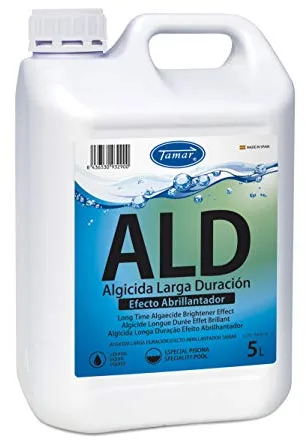 Tamar Algicida Larga Duración con Efecto Abrillantador, biocida Especial Piscinas, alguicida no espumante, antialgas preventivo, acción rápida, sin Cobre 5 litros
