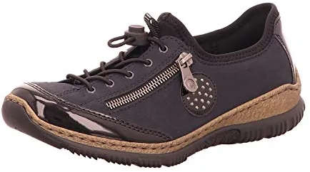 Rieker - Zapatillas sin Cordones Mujer, Azul (Schwarz/Pazifik/Baltik/Schwarz 01), 42 EU