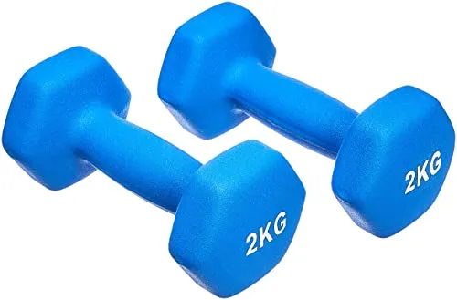 Amazon Basics - Par de mancuernas de neopreno, 2 kg, Azul