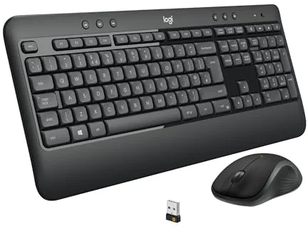 Logitech MK540 Advanced Combo Teclado y Ratón Inalámbrico para Windows, Receptor USB unificador de 2,4 GHz, Botones Multimedia, Batería de 3 años de duración, PC, Portátil, QWERTY Español - Negro