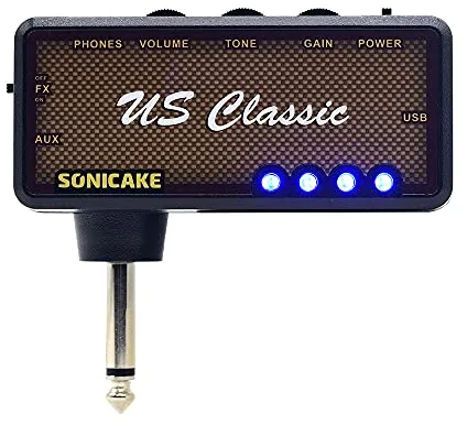 SONICAKE Mini Amplificador de Auriculares para Guitarra de Bolsillo portátil Recargable US Classic