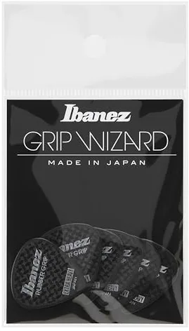 Ibanez Flat Pick PPA16XRG-BK - Juego de 6 púas (agarre de goma, 1,2 mm)