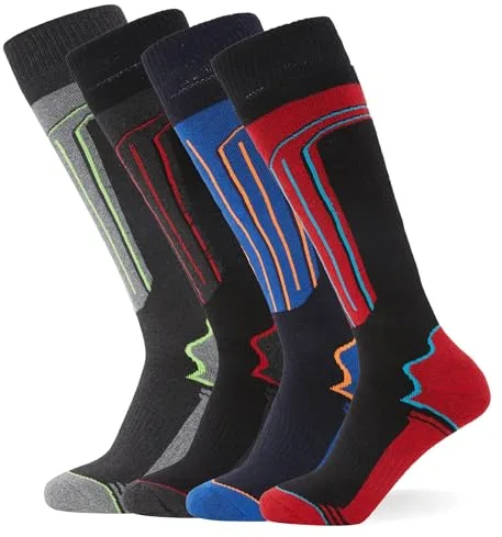 Calcetines térmicos de esquí FM London paquete de 4 para hombre y mujer - Ajuste ergonómico para máxima comodidad durante la actividad, 39-45