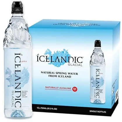 Icelandic Glacial Agua Premium Sin Gas 750ml Botellas de PET Reciclado x 12 Por Paquete – Alcalina/Bajo pH, Carbono Neutral desde el Manantial Islandés. Bajo Contenido de TDS y Minerales.