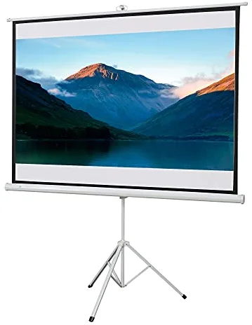 HOMCOM Pantalla de Proyector Manual con Soporte 84 Pulgadas Pantalla de Proyección Portátil Formato 4:3 para Interior y Exterior Cine en Casa Patio 171x131 cm Blanco