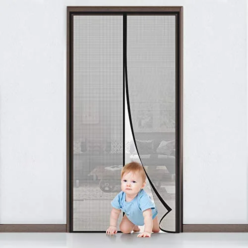 MYCARBON Mosquitera para Puerta Protección Contra Insectos Magnético(90x210, Cuadrado Negro)