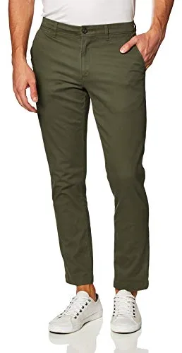 Amazon Essentials Pantalones Chinos de Pitillo, elásticos, Informales Hombre, Verde Oliva, 34W / 32L