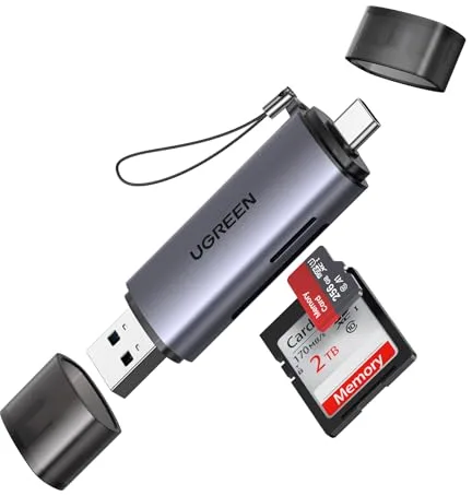 UGREEN 2 en 1 Lector Tarjetas SD USB C USB 3.0 Adaptador Tarjeta de Memoria SD y Micro SD Card Reader Tipo C Compatible con iPhone 17 Pro MAX Air MacBook Pro Air iPad Pro Galaxy S25 S24