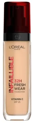 L'Oréal Paris, Base de maquillaje Líquida Infaillible 32h Fresh Wear, Para todo tipo de piel, Larga duración, Tono: Sable (220), 30 ml