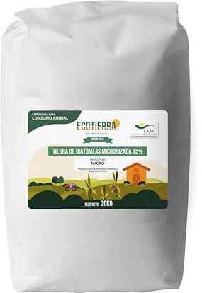 ECO Tierra de Diatomeas® Micronizada 20kg – Complemento Mineral a base de Tierra de Diatomeas, Sin calcinar, para Alimentación Animal – Seguridad, Calidad y Compromiso desde 2015