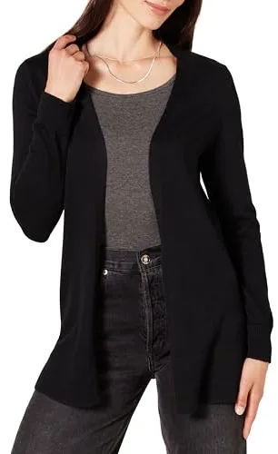 Amazon Essentials Open-front Cardigan, chaqueta punto Mujer, Negro (Black Bla), X-Large