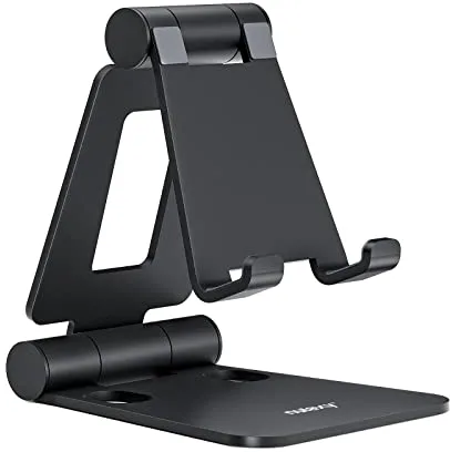 Nulaxy Soporte Móvil Mesa Plegable, Soporte Teléfono Mesa, Soporte Dock Base Escritorio para Teléfono Compatible con iPhone 15 14 13 12 11 X 8, Samsung, Huawei, Xiaomi Redmi y Otro Smartphone(Negro)