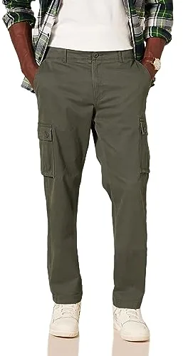 Amazon Essentials Pantalón corto cargo, elástico y de corte clásico (disponible en tallas grandes y largos especiales) Hombre, Verde Oliva, 38W / 30L
