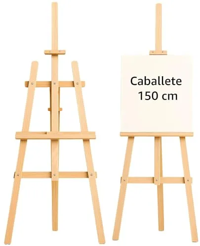 Caballete pintura de madera 150 cm - Caballetes plegables y regulables en altura para pintar Soporte para lienzo ideal para artistas pintura y tableau de boda Perfecto para niños y adultos