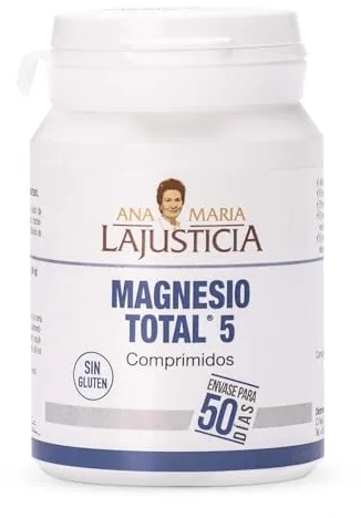 Ana Maria Lajusticia, Magnesio total 5 Disminuye el cansancio y la fatiga,mejora el funcionamiento del sistema nervioso. Apto para veganos. 100 Unidades (Paquete de 1)