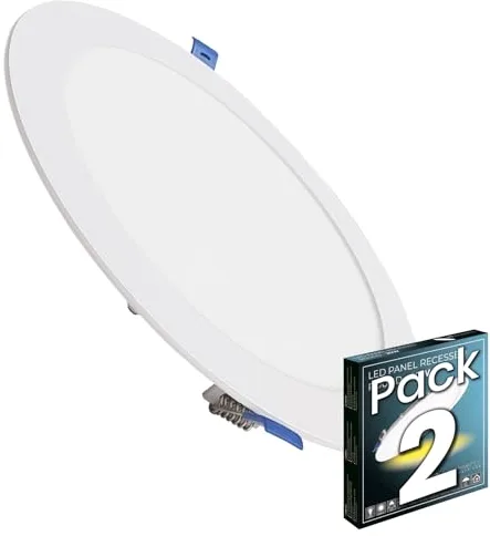 LED ATOMANT Pack 2x Downlight LED Panel Extraplano Redondo 220mm 20W, 1800 lumenes, Color Luz Neutra (4500K), Corte estandar 200mm, Driver incluido
