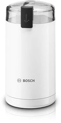 Bosch Molinillo de café, TSM6A011W, cuchillas de acero inoxidable, función de seguridad, 180 W, recipiente para 75 g de granos, eléctrico, blanco.