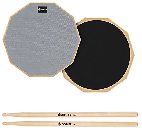 Donner 12'' Almohadilla de Práctica con Baquetas,Gris