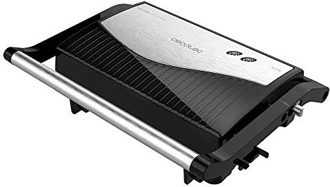 Cecotec Parrilla Eléctrica Rock'nGrill 750 Full Open. 750 W, Plancha Sandwichera, Revestimiento de Piedra RockStone, Apertura de 180º, Superficie 23x14,5, Pinza de cierre y Hueco recogecables