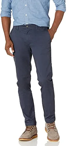 Amazon Essentials Pantalón Chino Elástico, Cómodo, Lavado y de Ajuste Ceñido Hombre, Azul Marino, 30W / 30L