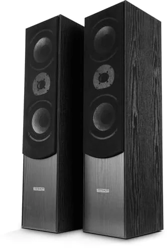 Bennett & Ross Radiant Altavoces de Suelo HiFi de 3 vías Pareja (350W RMS, woofer de 6,5", midrange de 6,5", Tweeter de 1", construcción bassreflex, veta Efecto Madera) Negro