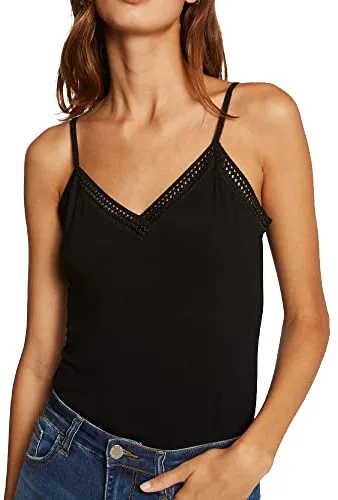 Morgan Top tirantes finos con bandas de encaje Negro M