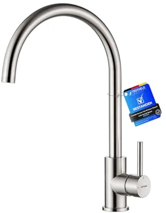 GRIFEMA Irismart G4008 Grifo de Cocina Alto con Caño Giratorio, Mezclador de Fregadero, Cold Start, Ahorro de Energía, Acero Inoxidable [Exclusivo en Amazon]