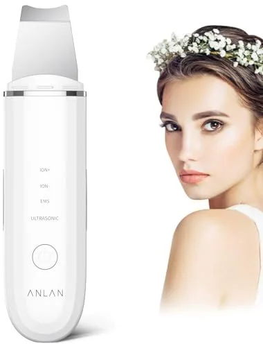ANLAN Peeling Ultrasónico Facial Skin Scrubber Exfoliación Limpiador de Poros para Limpieza y Cuidado (Blanco)