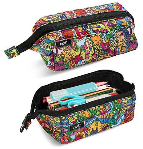 ZIPIT Lenny Estuche para lápices | Estuche de Gran Capacidad | Estuche Escolar para la Escuela, la Universidad y la Oficina (Doodles)