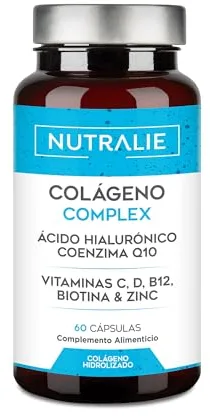 Colágeno Ácido Hialurónico - Hidrolizado + Biotina + Q10 - Piel Cartílago - Vit C D B12 y Zinc - Collagen Complex - 60 Cápsulas Nutralie