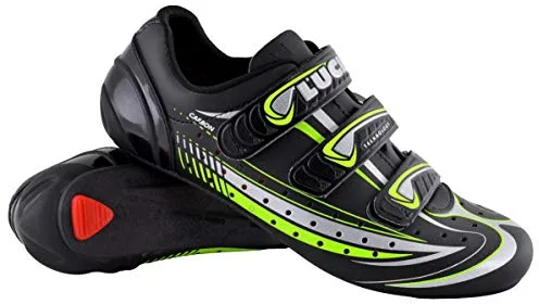 Luck Zapatilla de Ciclismo Mega, para Carretera, con Suela de Carbono y Triple Tira. (46 EU)