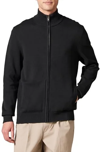 Amazon Essentials Jersey de Algodón con Cremallera Completa Hombre, Negro, XL