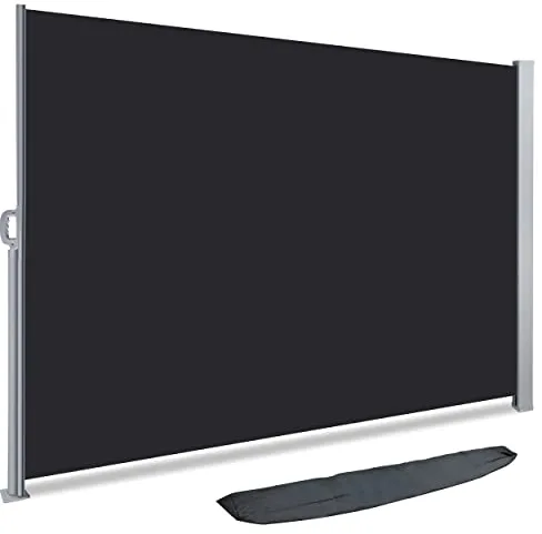 VOUNOT® Toldo Lateral Retráctil, Protege la Privacidad, Protector Solar a Prueba de Viento, para Balcón, Jardin, Terraza, 180 x 300cm, Negro-Antracita