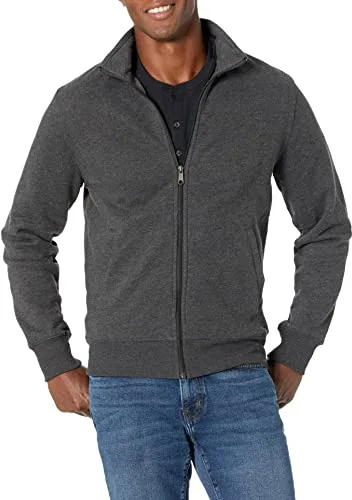 Amazon Essentials Sudadera de Forro Polar con Cuello Perkins y Cremallera Completa Hombre, Carbón Mezcla, XL