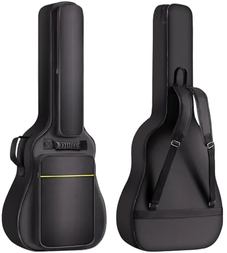 CAHAYA Funda para Guitarra (8 mm, Acolchada, Impermeable, con Funda para trípode de partitura, no incluida, 40 41 Pulgadas, Funda para Guitarra acústica CY0177, Negro, Bolsa para Guitarra